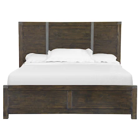 King Panel Bed in Rustic Pine Finish